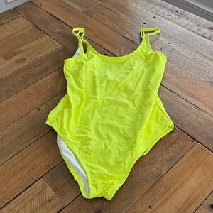 NWOT Stella Cove Girls One Piece Swim neon yellow adjustable straps size 12